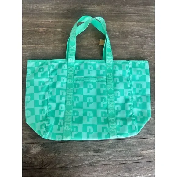 NWT- Victoria's Secret Carryall Green Tote Bag Shopper - Picture 4 of 5